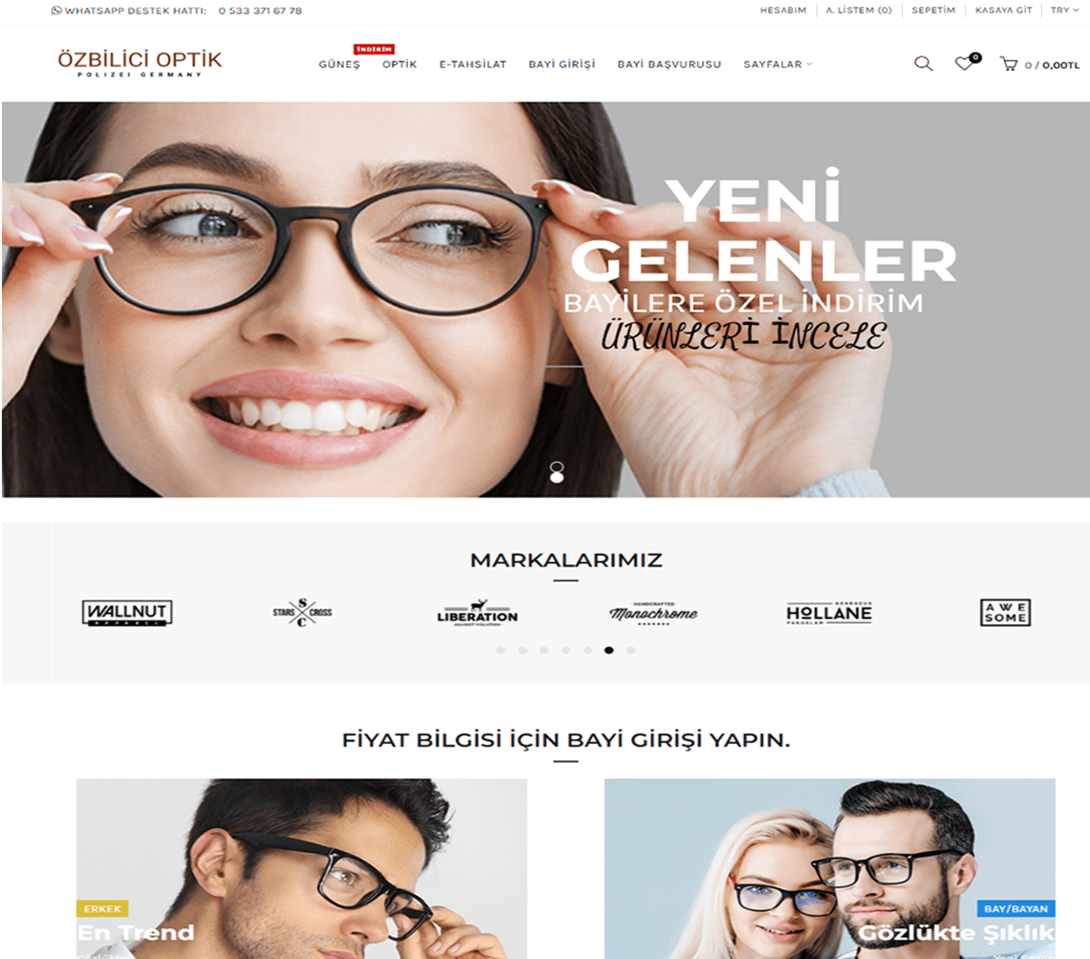 Özbilici Optik E-Ticaret Tasarımı